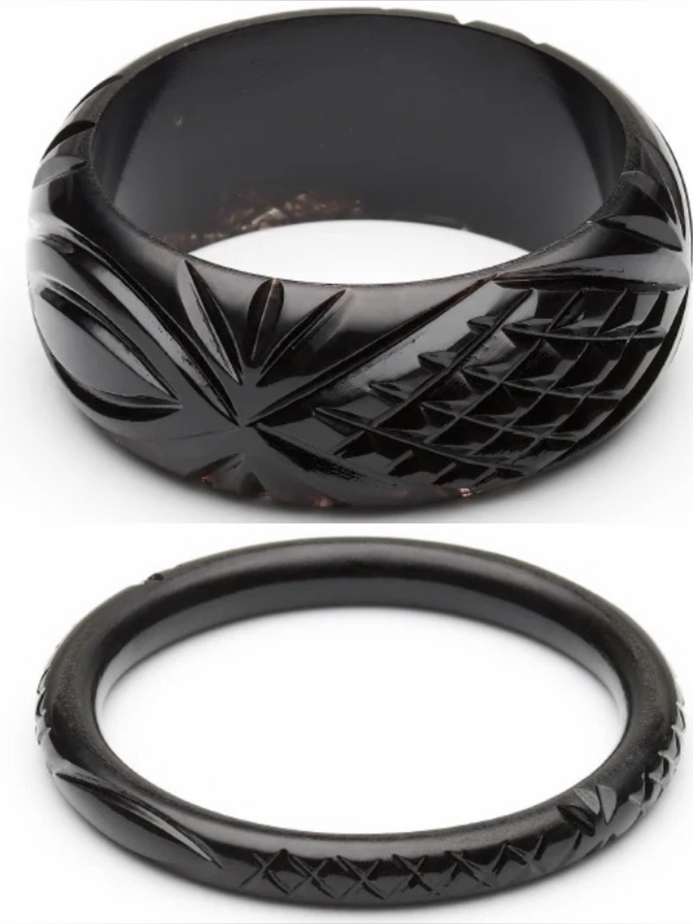 Splendette Black Vintage Bangles - 1 Wide & 2 Narrow